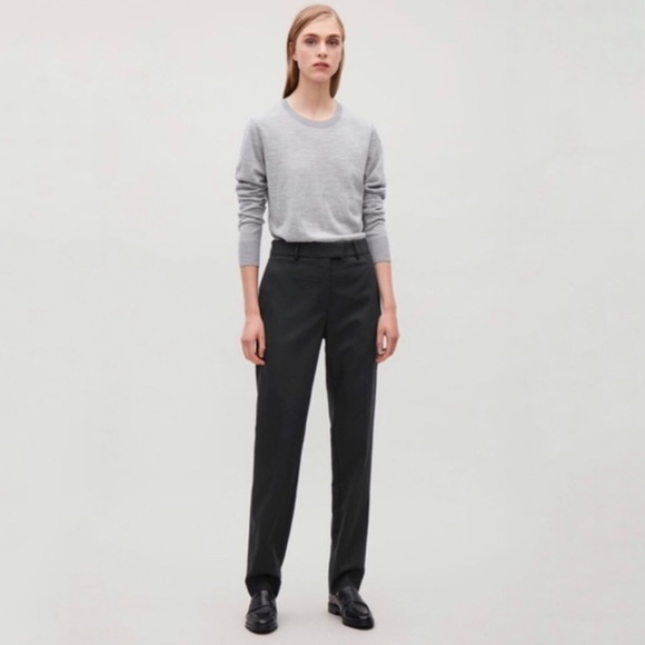 COS Pants - COS Wool Tailored Pleated Trousers Tapered Leg Black Size 10 Office Classic